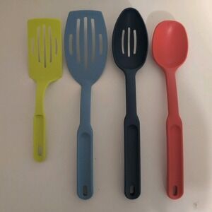 Pampered Chef Utensils Set Lot Of 4: Slotted Spatulas, Slotted & Solid Spoons